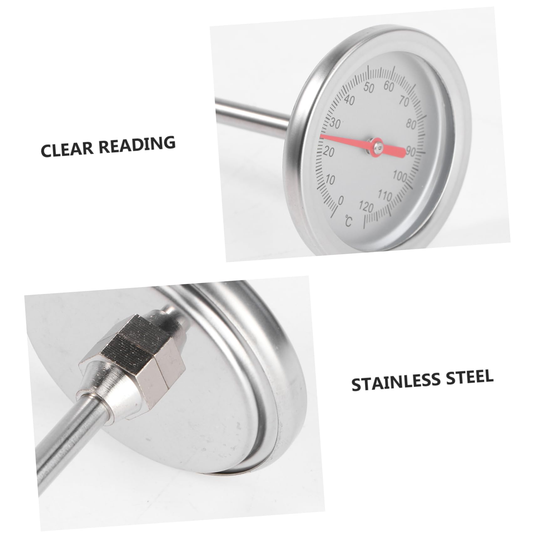 POPETPOP 2 Pièces Thermomètre à Compost Thermomètre à Broche Détecteur à Induction De Température du Sol Accessoires Acier Inoxydable