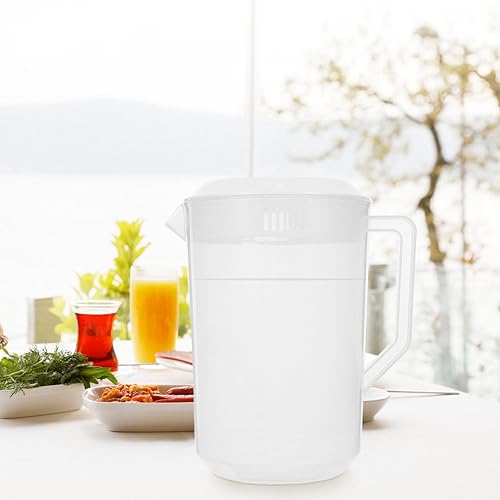 Miniatura 2 de Taza medidora grande con escala Contenedor de almacenamiento de bebidas con tapa Jarra de agua fría Jarra de jugo de plástico 169.1 fl oz Taza