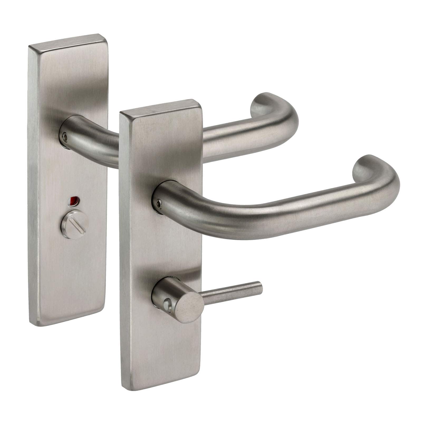 Disabled Toilet Handles with Lock - Satin Stainless Steel
