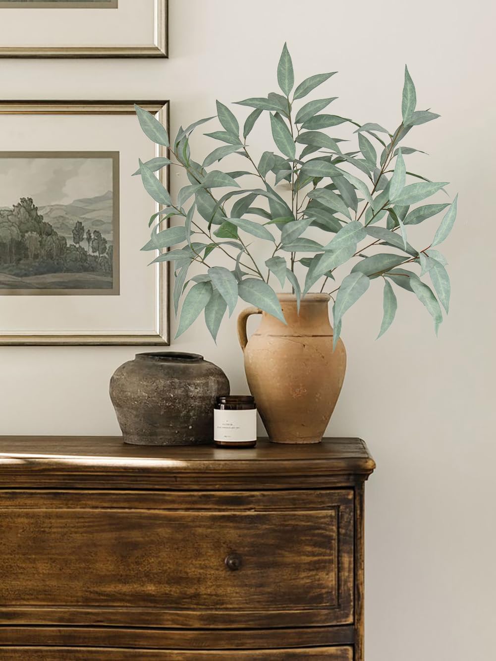 Briful Eucalyptus Stems 39.5 '' Tall, Artificial Branches for Vase Round Year Faux Greenery Stems Realistic Gray Eucalyptus Leaf Plant Sprays for Home Decor Indoor Party Wedding, Set of 3 - Image 4