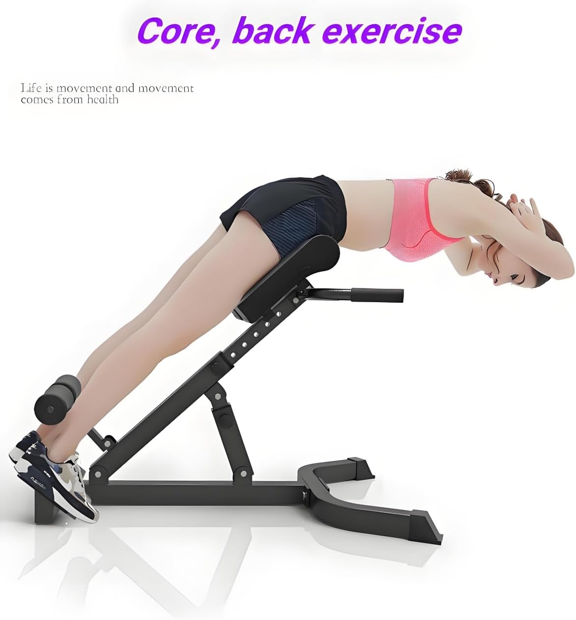 Roman Chair Hyper Back Extension Machine，Lower Back Hyperextension Bench for Glute, Hamstring, Foldable Multi-Functional Exercise Equipment for Home Gym