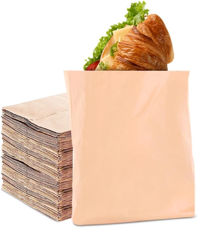 200 x Kraft Brown Strung Kraft Paper Food use, Groceries, Sandwiches Fruit Bags, Pick N Mix Sweets, Disposable Lunch Bags (8 x 8 inch)