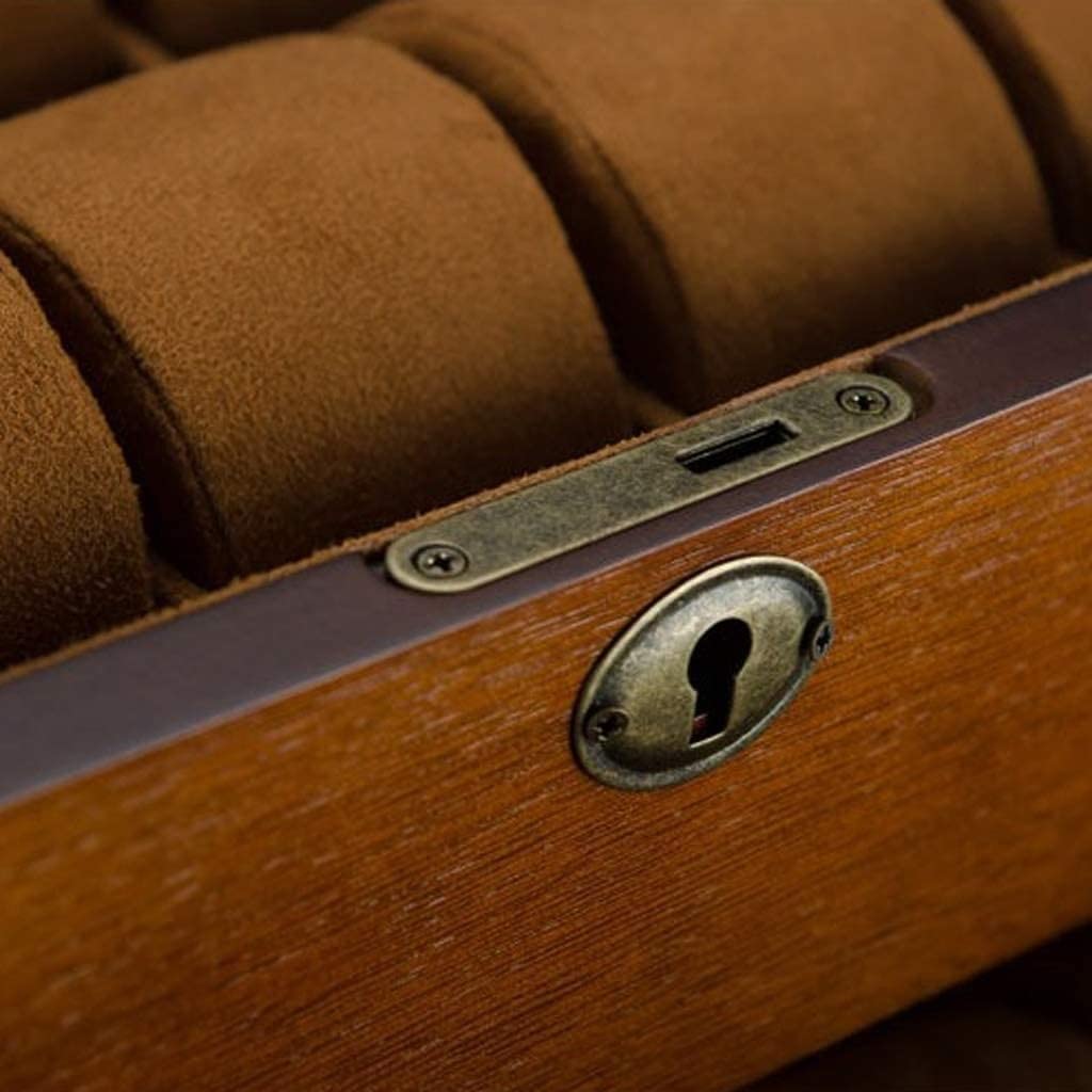 Caja de reloj de 20 ranuras para hombre, organizador de almacenamiento de relojes de doble capa de madera maciza, joyero retro con tapa de cristal