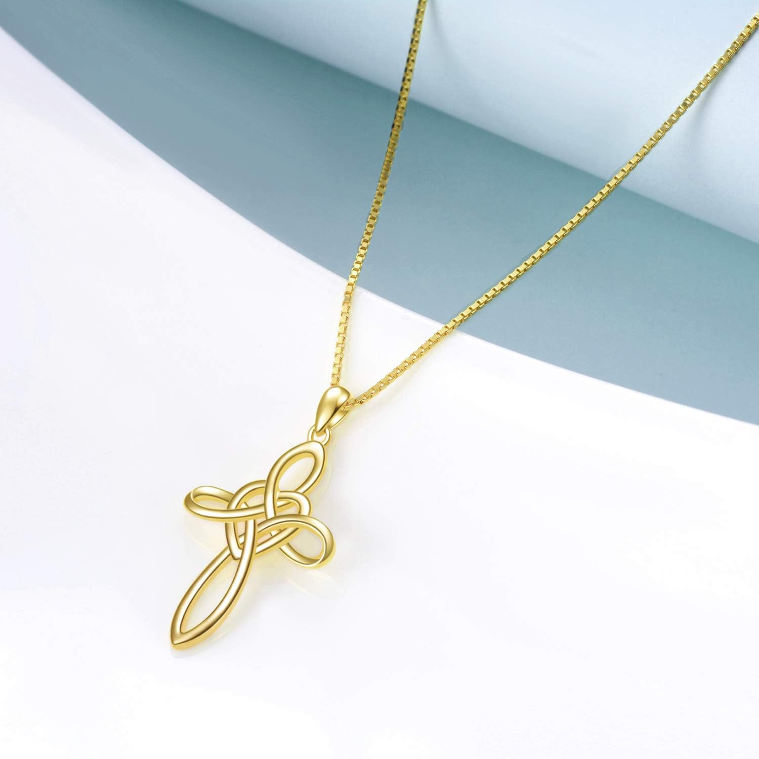 YFN Celtic Knot Cross Necklace Sterling Silver Infinity Love Heart Pendant Necklace