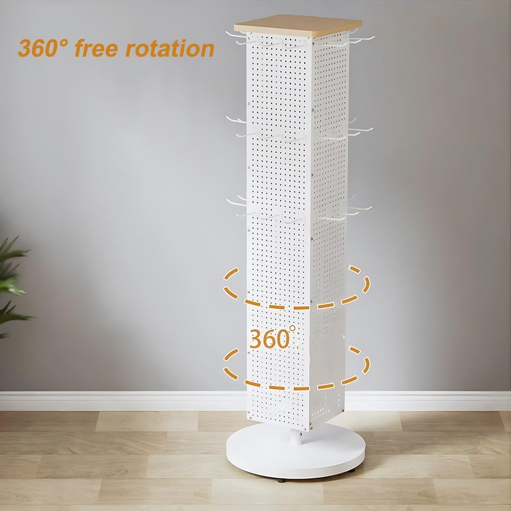 Espositore da Terra a Torre a Quattro Lati, espositore da banco Girevole, con 60 Ganci, per esporre Cuffie, Adesivi, Gioielli, Nero - 145 cm,Black-145 cm