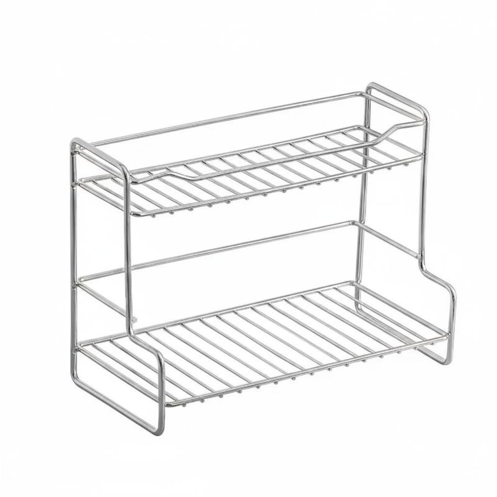 Draining Design Freestanding Counter Shelf Space-Saving Multi-Tier Organizer Rustproof 2-Tier Countertop Shelf Rust-Proof for Kitchen, Silver-image-26