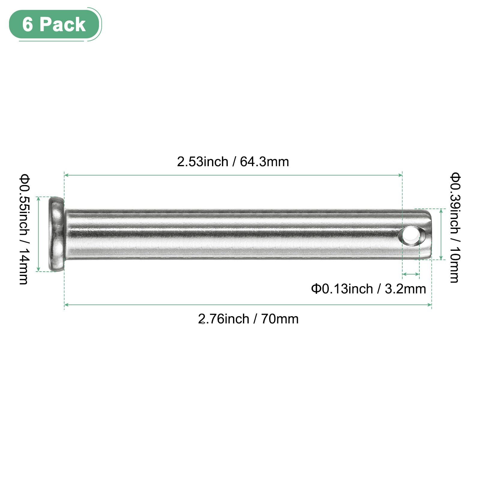M METERXITY 6-Pack Single Hole Clevis Pins - Image 3