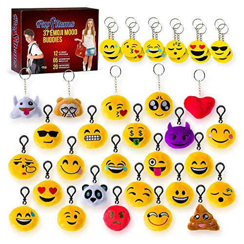 37 Emoji Keychain Set - Emoji Party Supplies Set for Kids and Adults - Emoji Party Favors Express Positive Emotions and Moods - Emoji Keychain Plush will Decorate your Backpacks