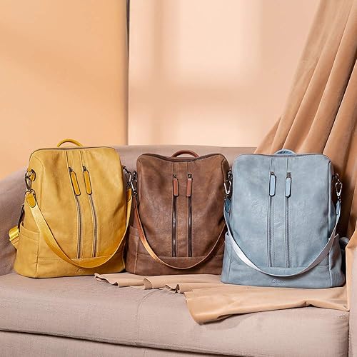 Miniatura 7 de CLUCI - Mochila de cuero para mujer convertible grande para viajar de diseñadora moda casual bolso de hombro universitario