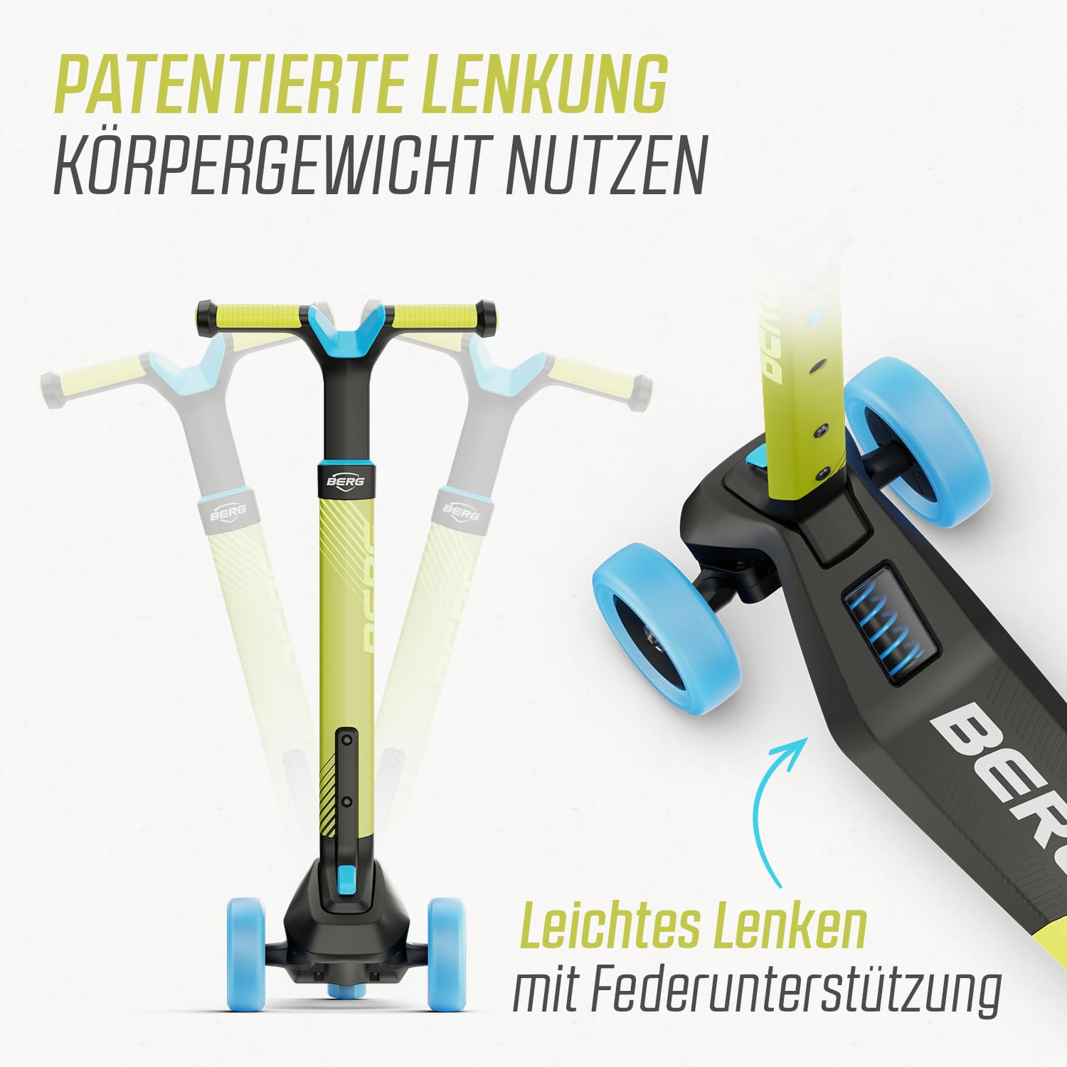 BERG Nexo Kinderroller Kinderscooter faltbar ab 2 Jahre | Höhenverstellbarer Tretroller Scooter | Dreirad Roller für Kinder Jungen & Mädchen, bis 12 Jahre