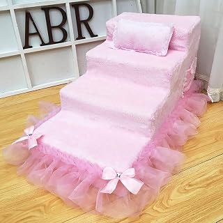 JFUNANQH Escaleras de Acceso para Mascotas, Suministros para Escalar, escaleras para Perros, Esponja de Alta Densidad, Lavables, Hechas a Mano, Mascotas (Color: Rosa,