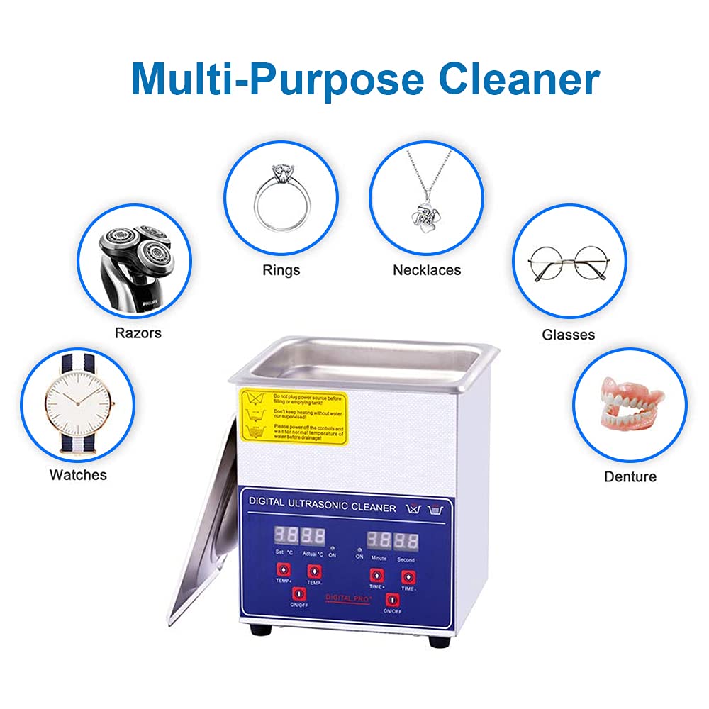 MMOBIEL Limpiador ultrasónico para limpieza digital de joyas con calefacción y temporizador ajustable 0 – 30 minutos – Limpiador ultrasónico para joyas, gafas, herramientas dentales, equipos de