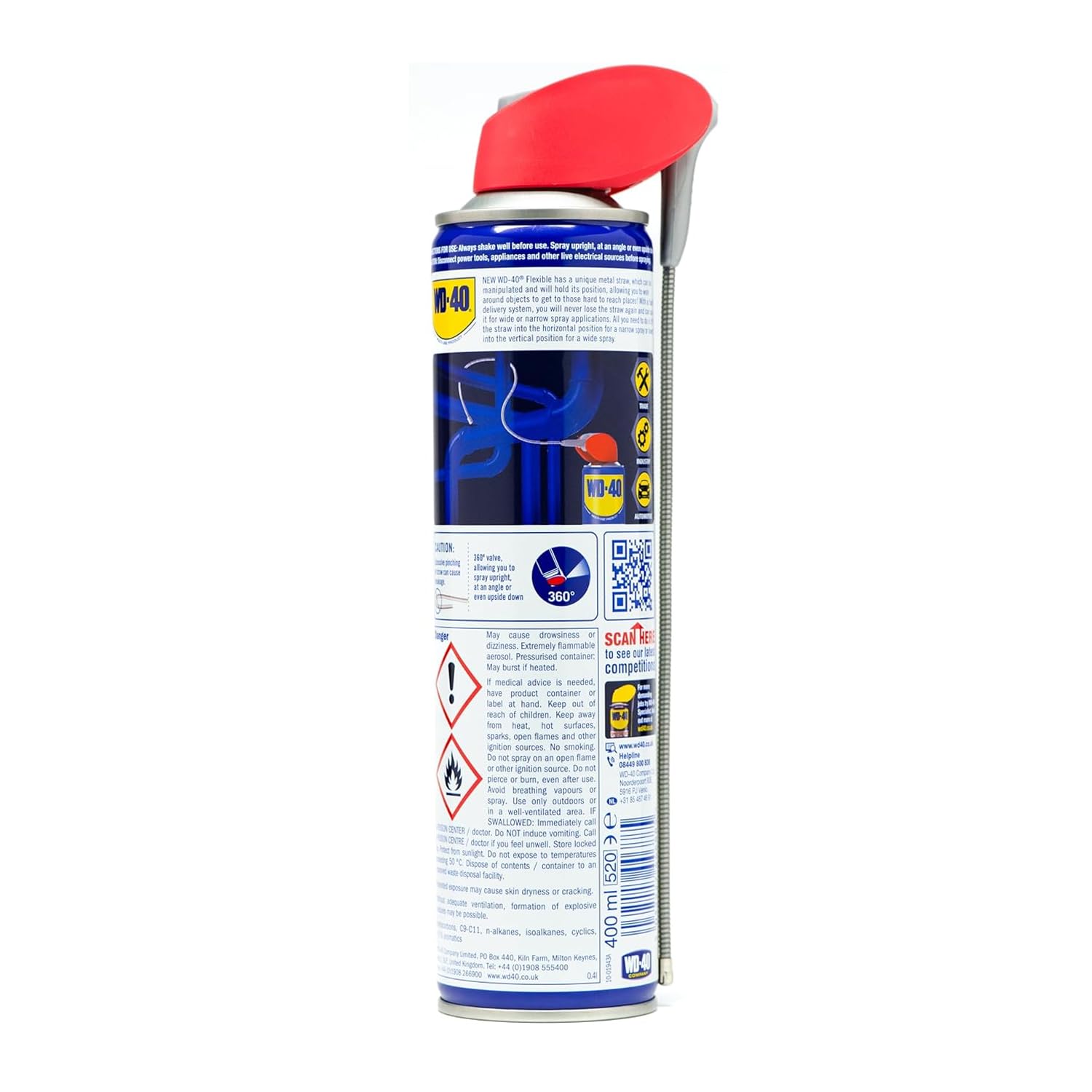 WD-40 Cannuccia in metallo flessibile prodotto multiuso (6 x 400 ml)