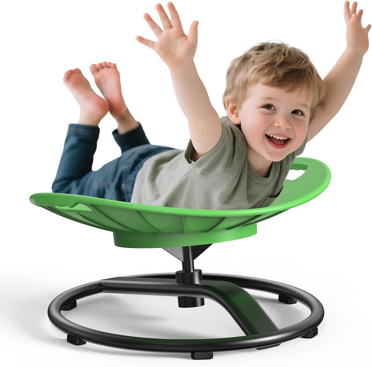 Spinning Chair for Autistic Kids - Safety Handle Sensory Chair for Autistic Children with Non-Slip Design, 3-8 Years Kids Swivel Chairs (Green)