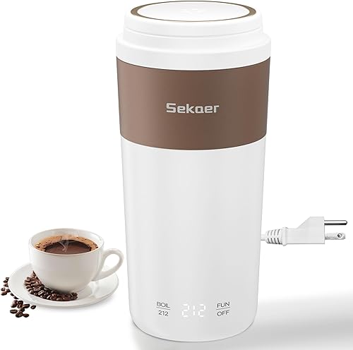 Sekaer SKE-835-B - Hervidor portátil de viaje, doble voltaje de 110-240 V, mini hervidor eléctrico para té y café, caldera de agua caliente pequeña