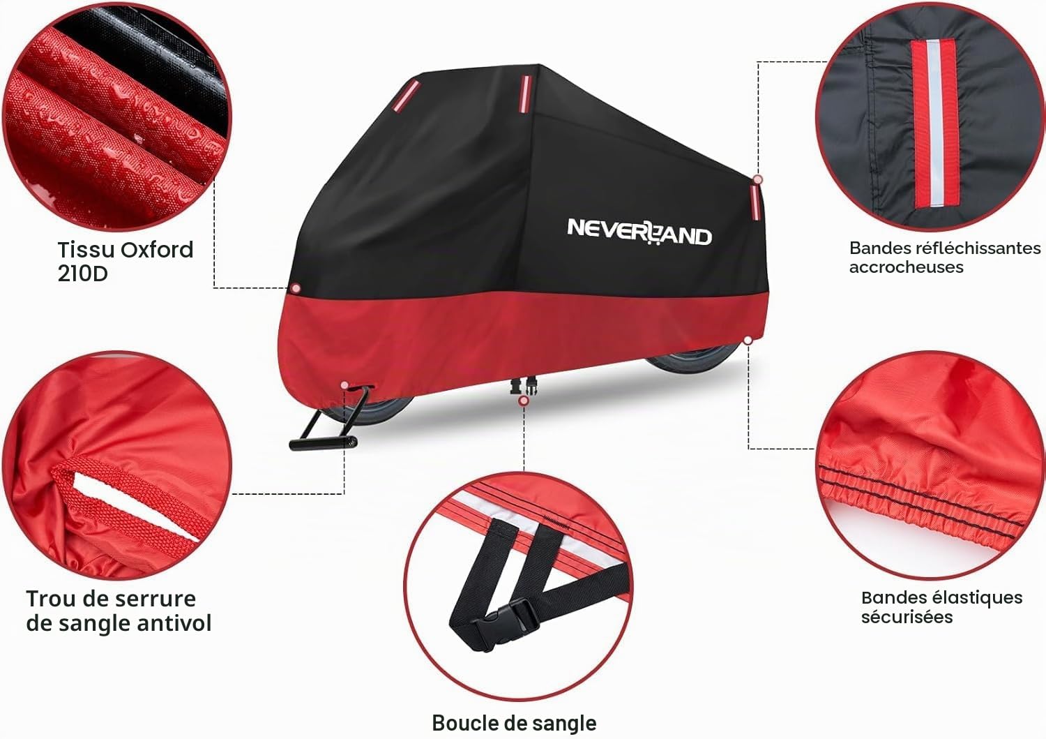 Housse Moto Impermeable Bache Moto Extérieure 245 * 105 * 125 CM | Housse de Protection pour Moto Bâche Moto Impermeable Scooter Couverture Résistant aux Poussière Pluie Neige UV Vent