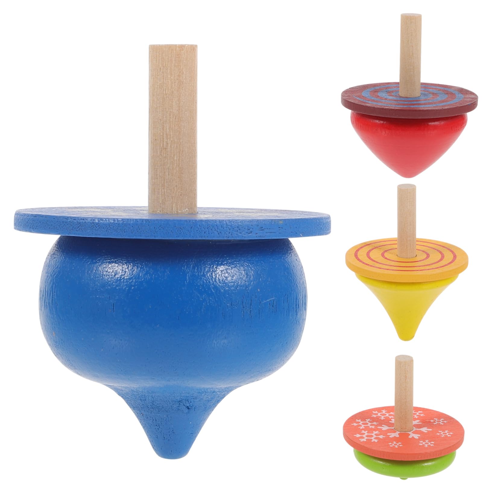 NAMOARLY Wooden Peg-top Game Kids Educational Toys 4pcs Wooden Spinning Top for Boys and Girls Safe