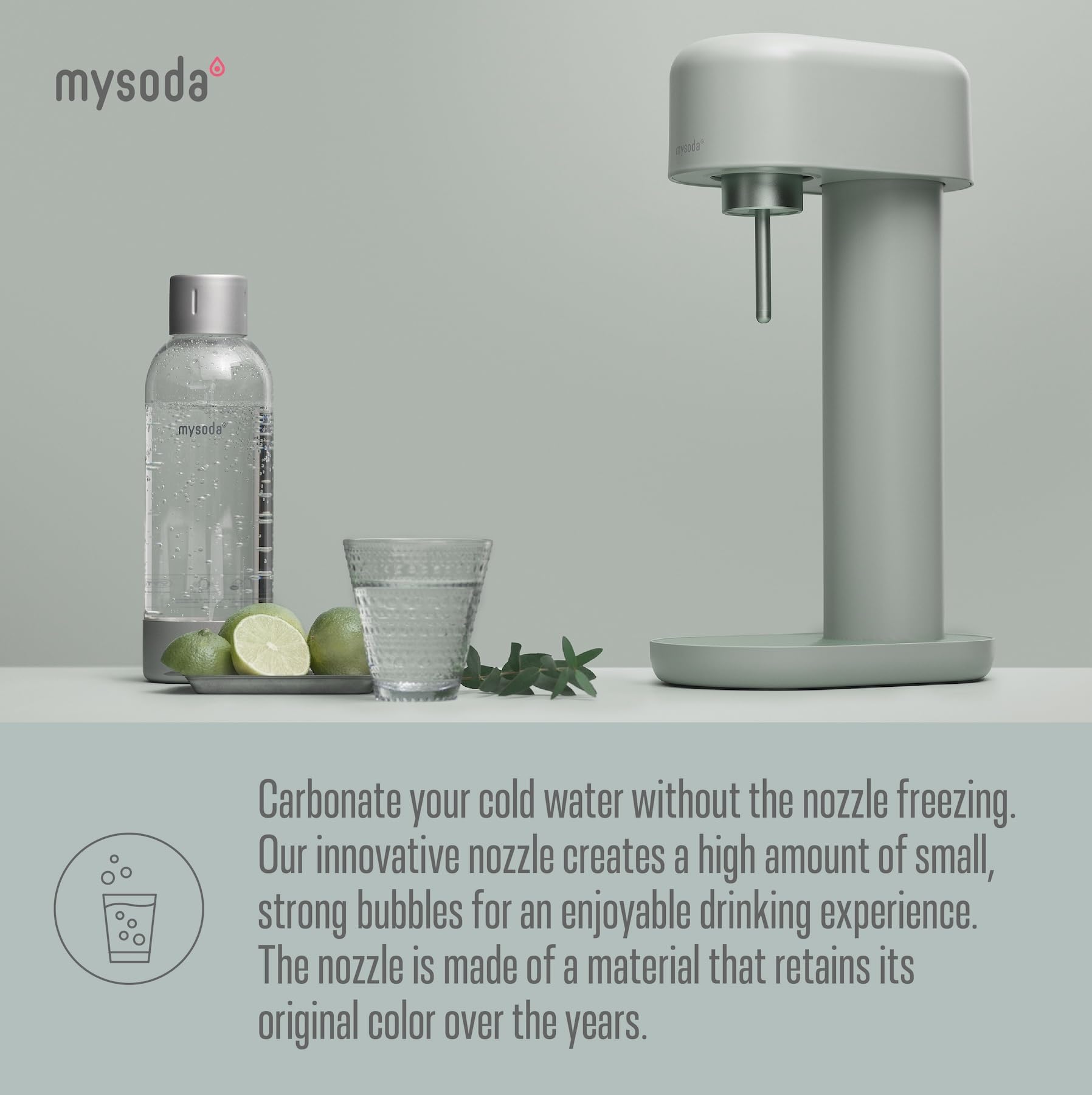 Mysoda: Ruby 2 saturator na wodę z aluminium (bez cylindra CO2) z butelką na wodę premium 1 l – szałwiowy (Pigeon)