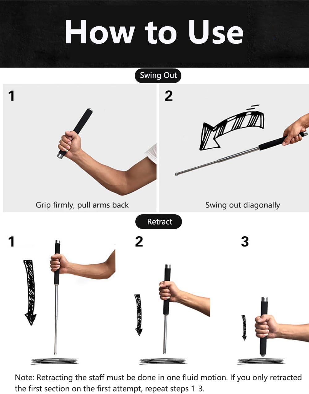 Canna Teleskopischer Kletterstock, Aluminium und Kunststoff PC, Schwarz | Rutschfester Griff, kompakt und tragbar, inkl. Etui, Paracord-Handschlaufe, robuster Stahl