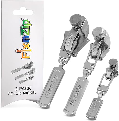 Miniatura 13 de FixNZip Paquete de reparación de cremallera de níquel negro pequeño, mediano y grande Reemplazo universal sin costuras deslizante para todas