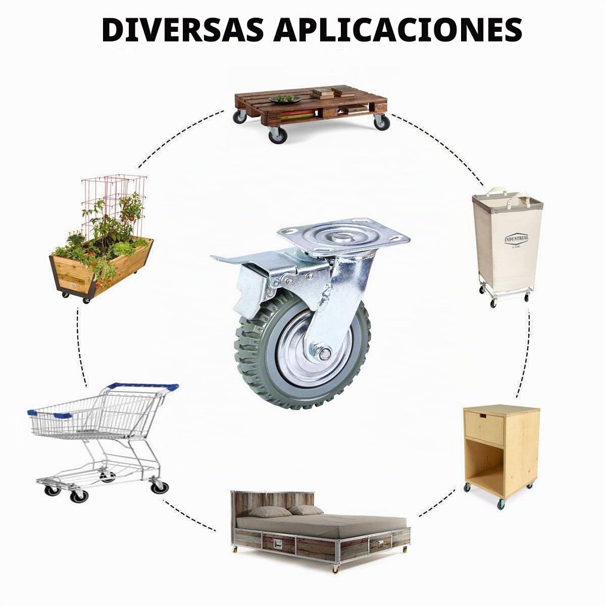Nisorpa 4 ruedas giratorias industriales de servicio pesado de 150 mm, ruedas de carrito de servicio pesado con capacidad de carga de 1000 KG y frenos de giro de 360°