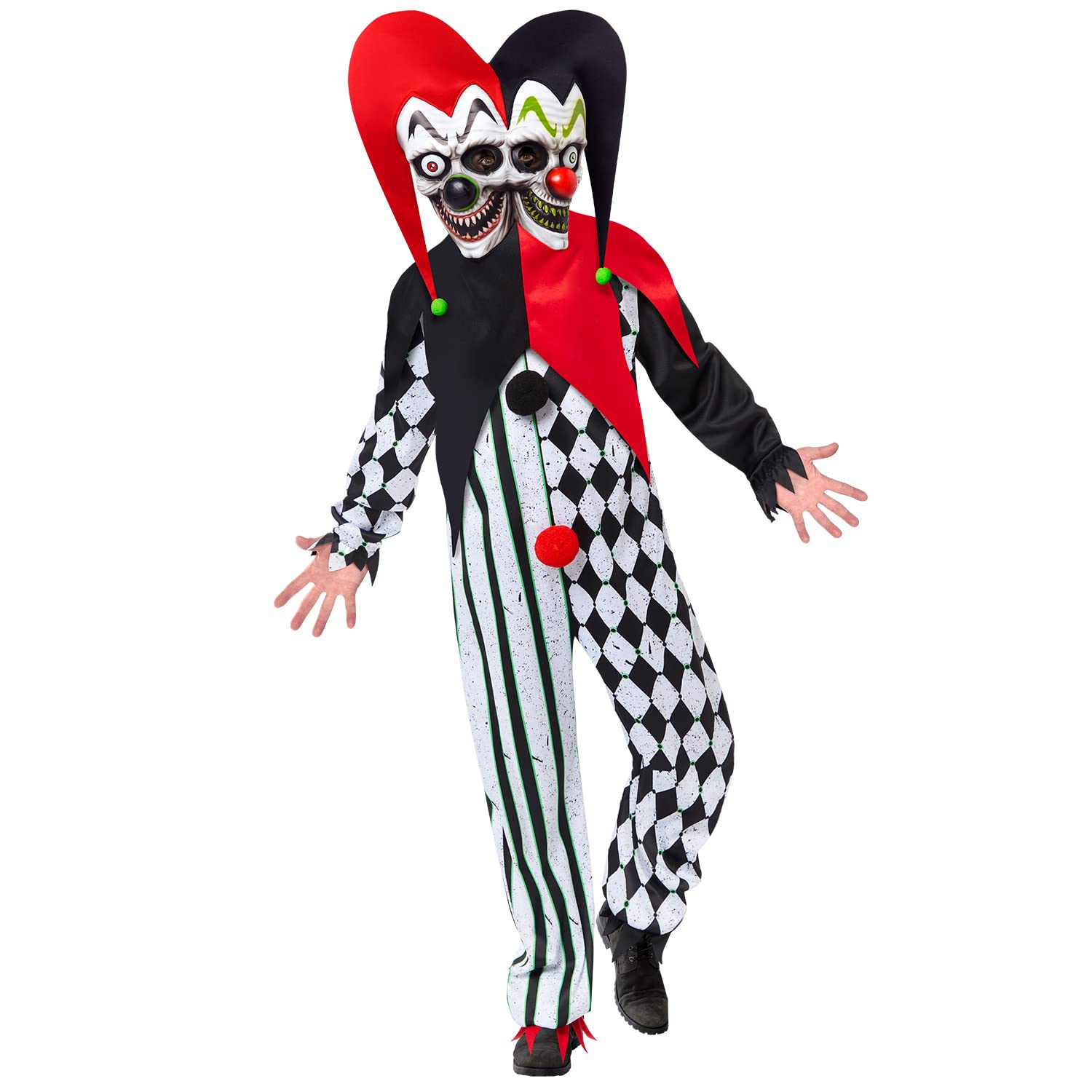 amscan Chłopięcy kostium Halloween dwulicowy błazen klaun fantazyjny strój Uniseks - dzieci Boys Halloween Two Faced Jester Clown Fancy Dress Costume