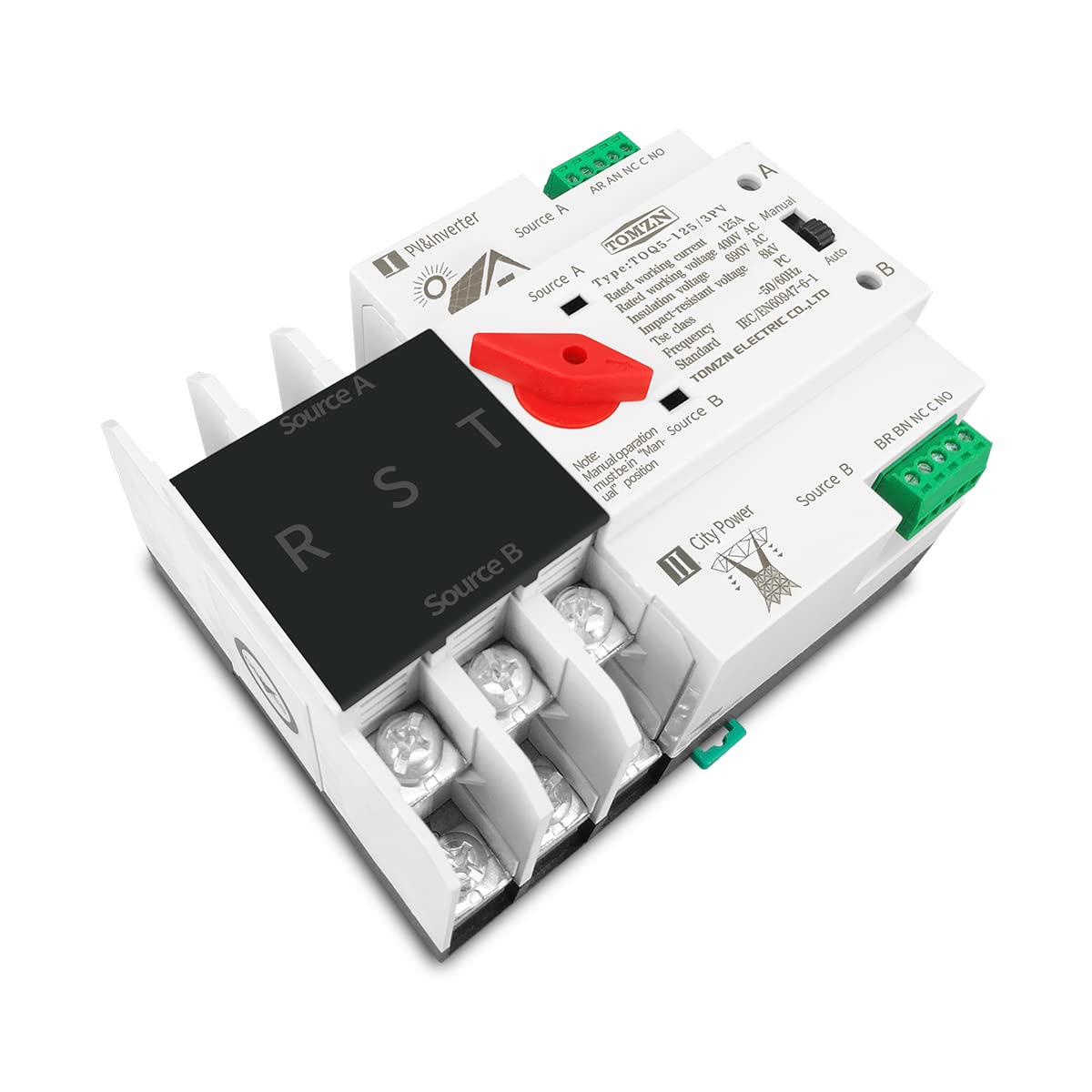 Magnetotermico,Interruttori Automatici 2p 3p 4p.Guida DIN.ATS. For PV. E Inverter Dual Power Automatic Transfer Selector Switch Ininterrotti 63A 100A 125A(4,100A)