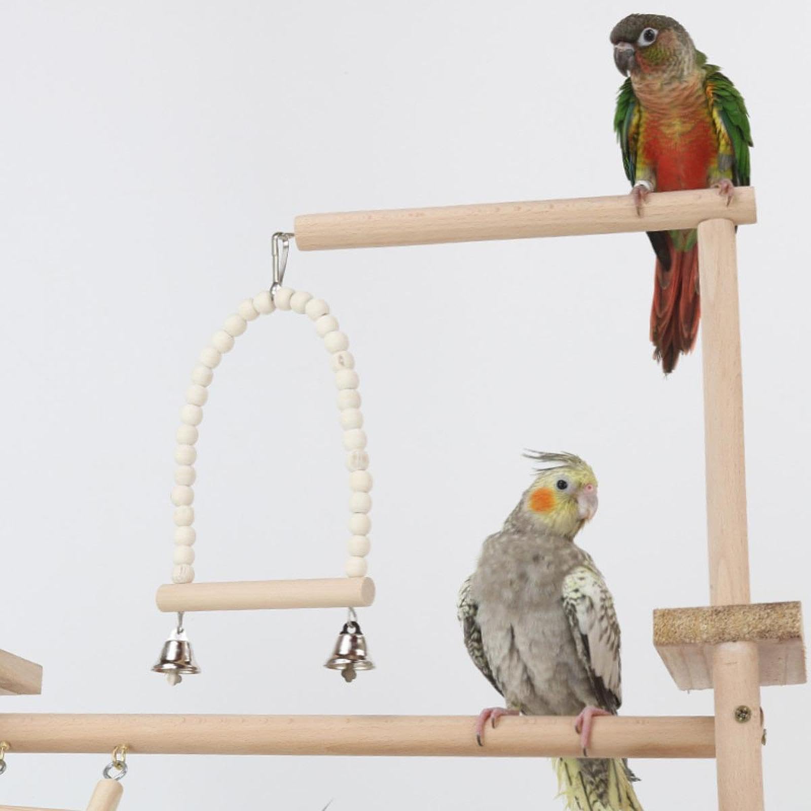 Ailan Jaula de para Madera para pájaros, Accesorios para Juegos, estación de Actividades Que promueve el Equilibrio y la coordinación en Aves, Percha de
