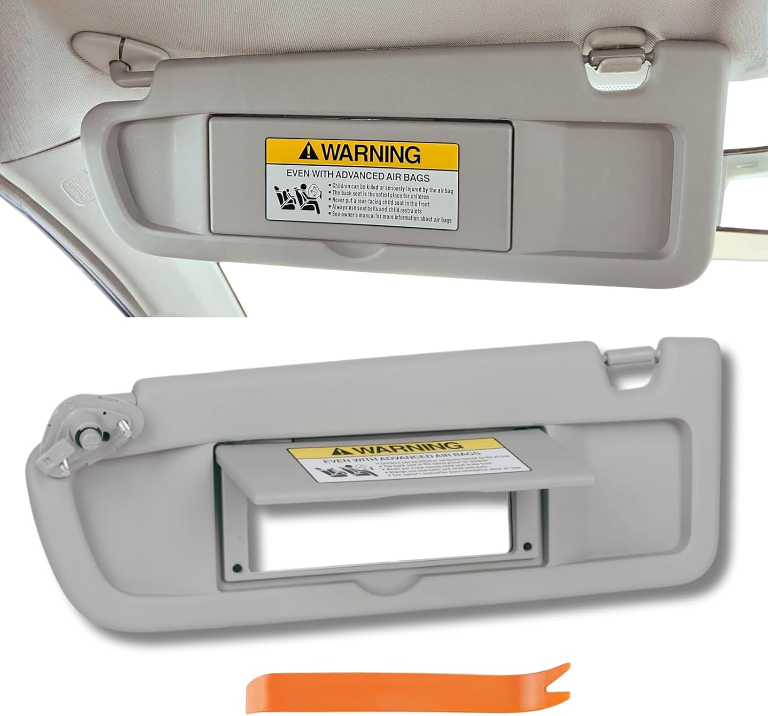 Left Driver Pilot Side Sun Visor Sunvisor for Honda Civic 2006 2007 2008 2009 2010 2011 06 07 08 09 10 11 Replaces# 83280-SNA-A01ZC, Light Gray
