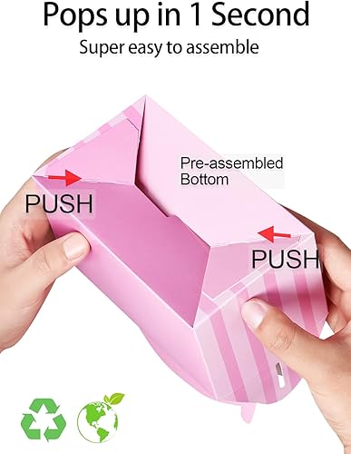 Miniatura 2 de Happyhiram 50 Cajas de Dulces para Fiestas Rosas para Niñas, Cajas de Dulces de 6 Pulgadas Recuerdos de Fiesta con Asa Bolsas de Regalo de Papel