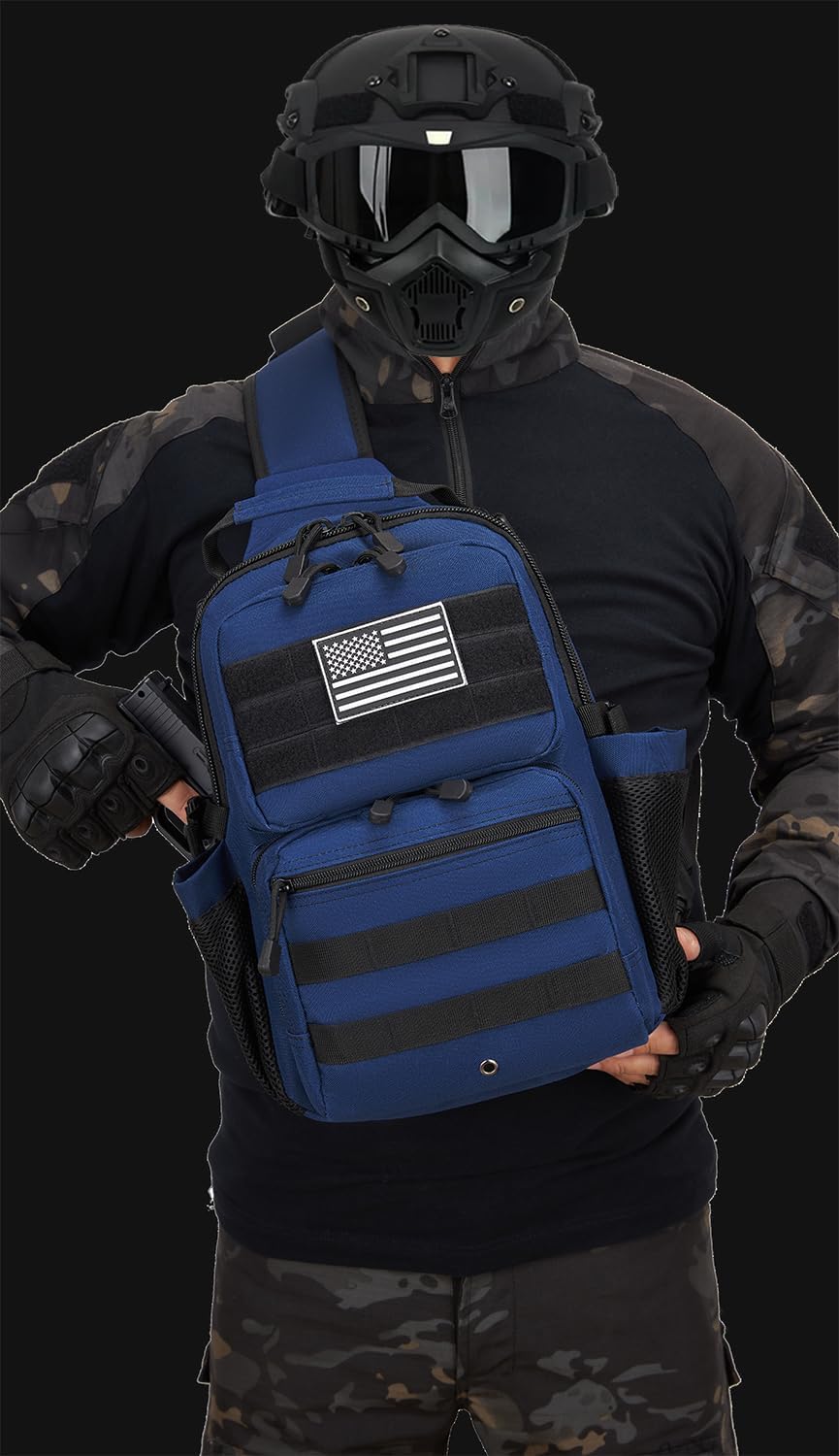 Tactical Sling Backpack Holster Range Shoulder Bag 15L Crossbody Bag Water Bottle Holder Radio Pouch 6 Elastic Slots