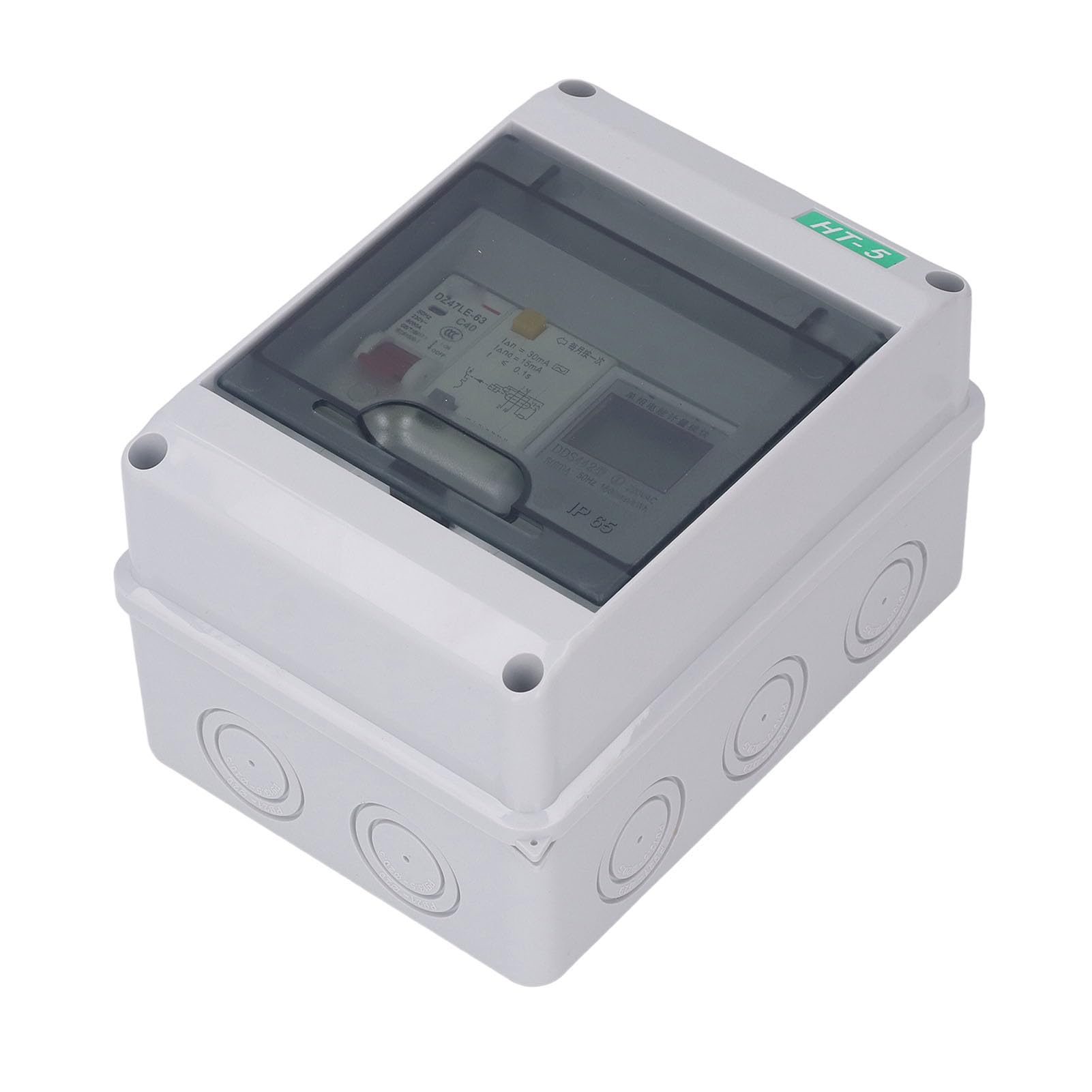Buachois Caja de Distribución, 2 Vías, IP65, PC, 230VAC 40A, con Interruptor de Fuga y Medidor, para Garaje Taller