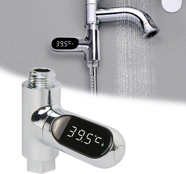 QUTBAG Instant-Read Shower Thermometer Timer For Elderly Pregnancy Women For Home Bathroom Hydroelectric Power Water Temperature Monitor For Kids Pets With 360°Rotating Screen