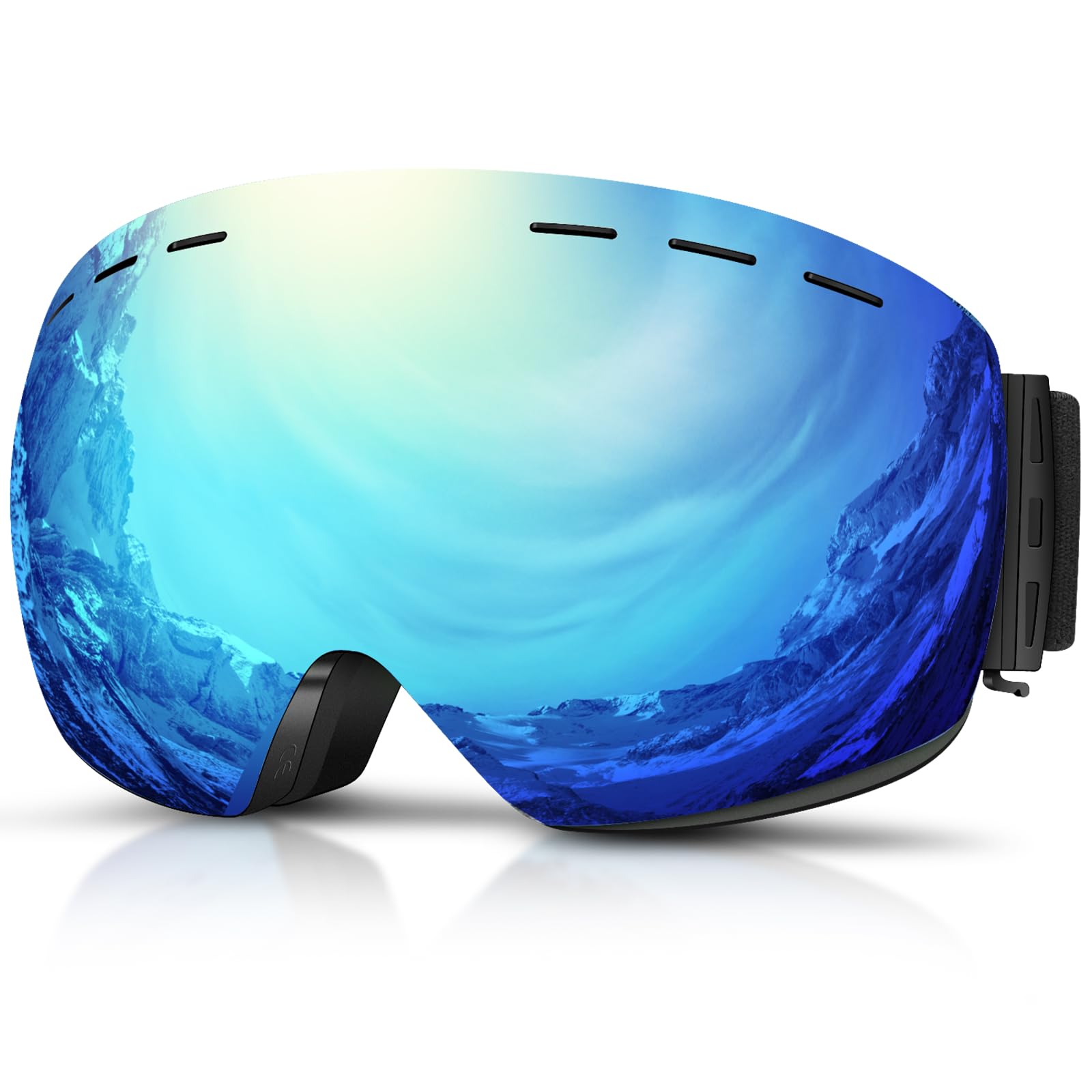 DADA-PRO Skibrille Herren Damen Ski Brille 100% UV Schutz Anti Fog Helmkompatibel Rahmenlose Skibrille für Brillenträger OTG Ski Goggles Snowboard Brill