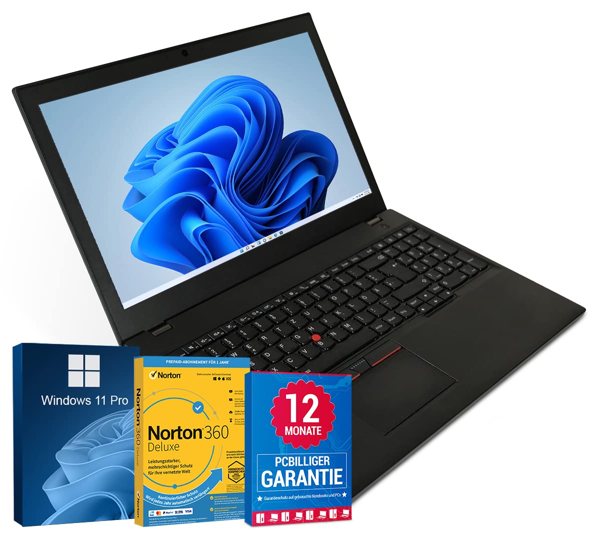 Lenovo Ordenador portátil ThinkPad T560 de 15,6 Pulgadas Full HD Intel Core i5-6300U @ hasta 3 GHz 16GB 512GB SSD con Windows 11 Prosoftware antivirus, Incluye 12 Meses de garantía (reacondicionado)