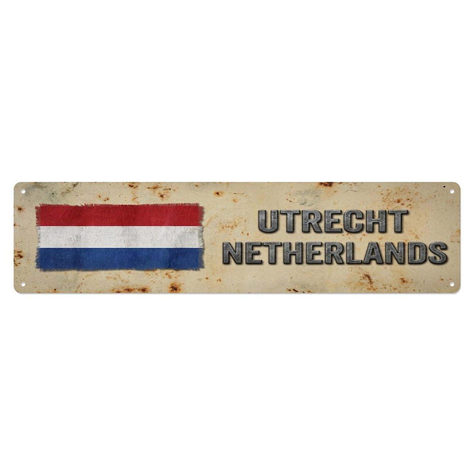 Tgrcjimh Style Metal Tin Sign Vintage Utrecht Netherlands Flag Decor Rustic Travel