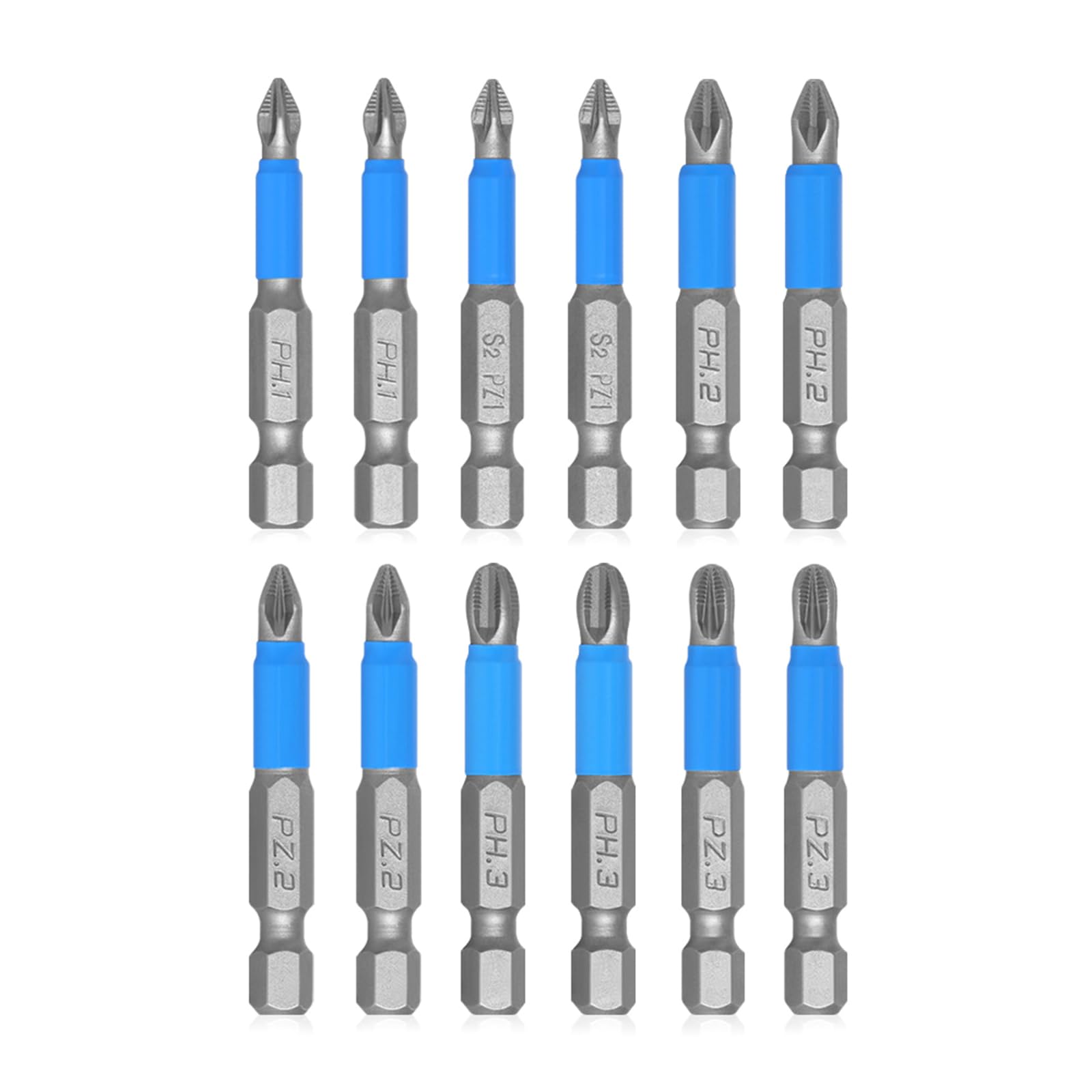 Cvnimv 12Pcs Magnetic Screwdriver Bit Set S2steel Magnetic Anti Slip Screwdriver Bits Set Ph1 Ph2 Ph3 Pz1 Pz2 Pz3