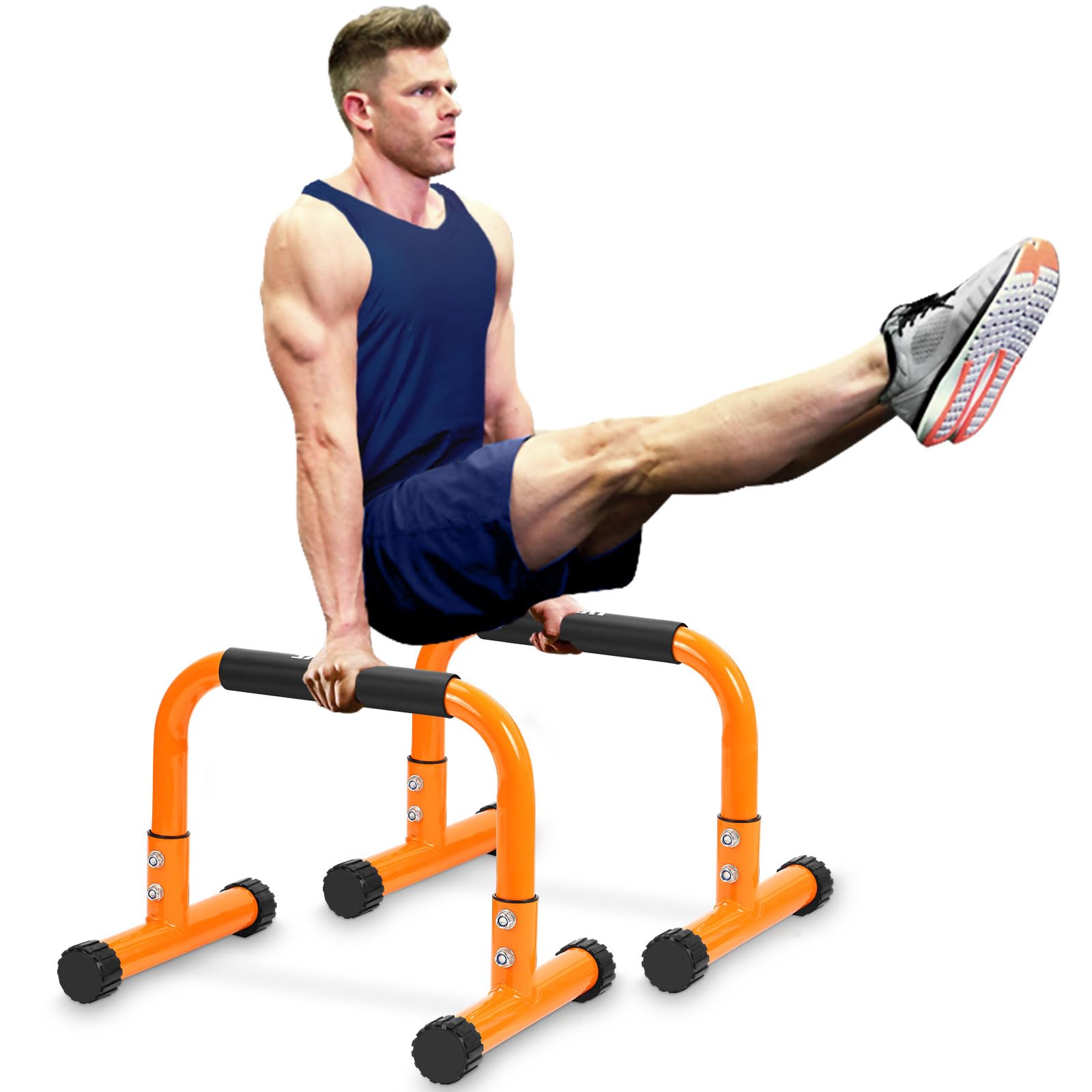 Push Up Bar, 12 Inch High Non-Slip Parallettes Bars & Dip Bars With Foam Handles, Heavy-Duty No Wobbling Calisthenics Equipment For Handstand, L-Sit, Gymnastics, Strength Training Home Gym & Outdoor Use