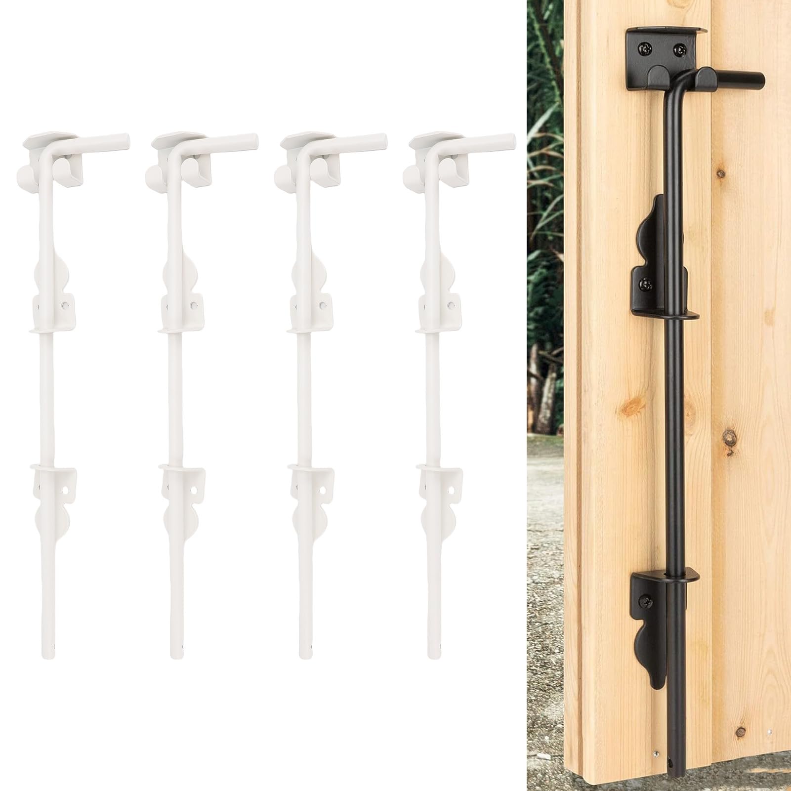 LiebeWH Juego de 4 Pasadores de Pestillo para Puerta de Caña de 18 Pulgadas para Exteriores, Juego de Pasadores de Pestillo de Tierra de Alta Resistencia, Acero Inoxidable para Puerta de Cerca de