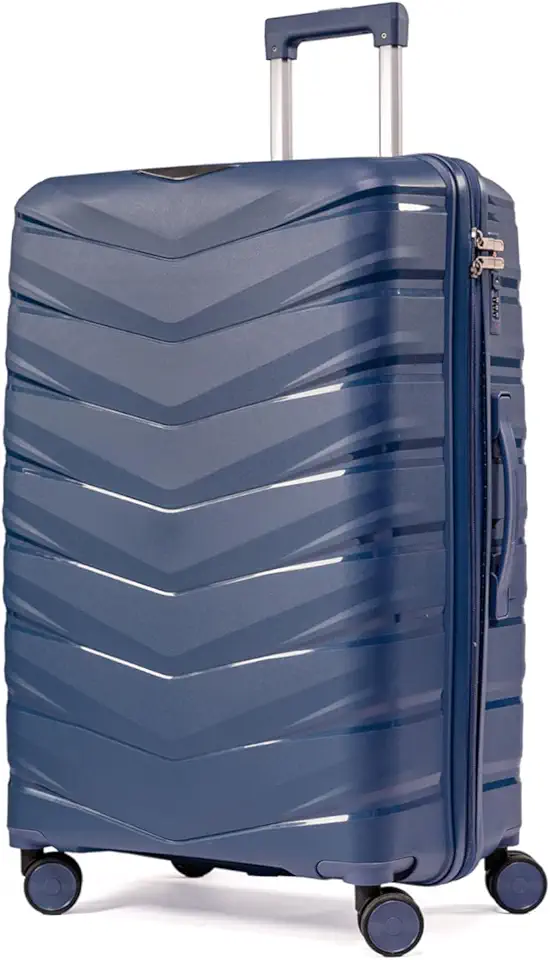 Mala Grande De Viagem 32Kg Polipropileno 8 Rodas 360 Giratória Para Despachar Rígida Leve Tamanho G Viajem Internacional Resistente(AZUL, GRANDE)