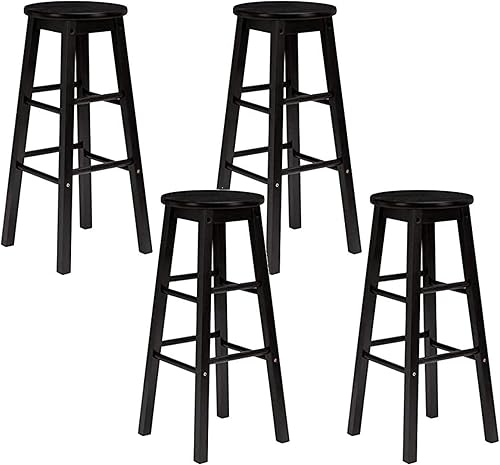 Miniatura 28 de PJ Wood Taburetes de cocina de asiento redondo clásico de 24 pulgadas de alto para hogares, espacios de comedor y bares con asientos sin espalda,
