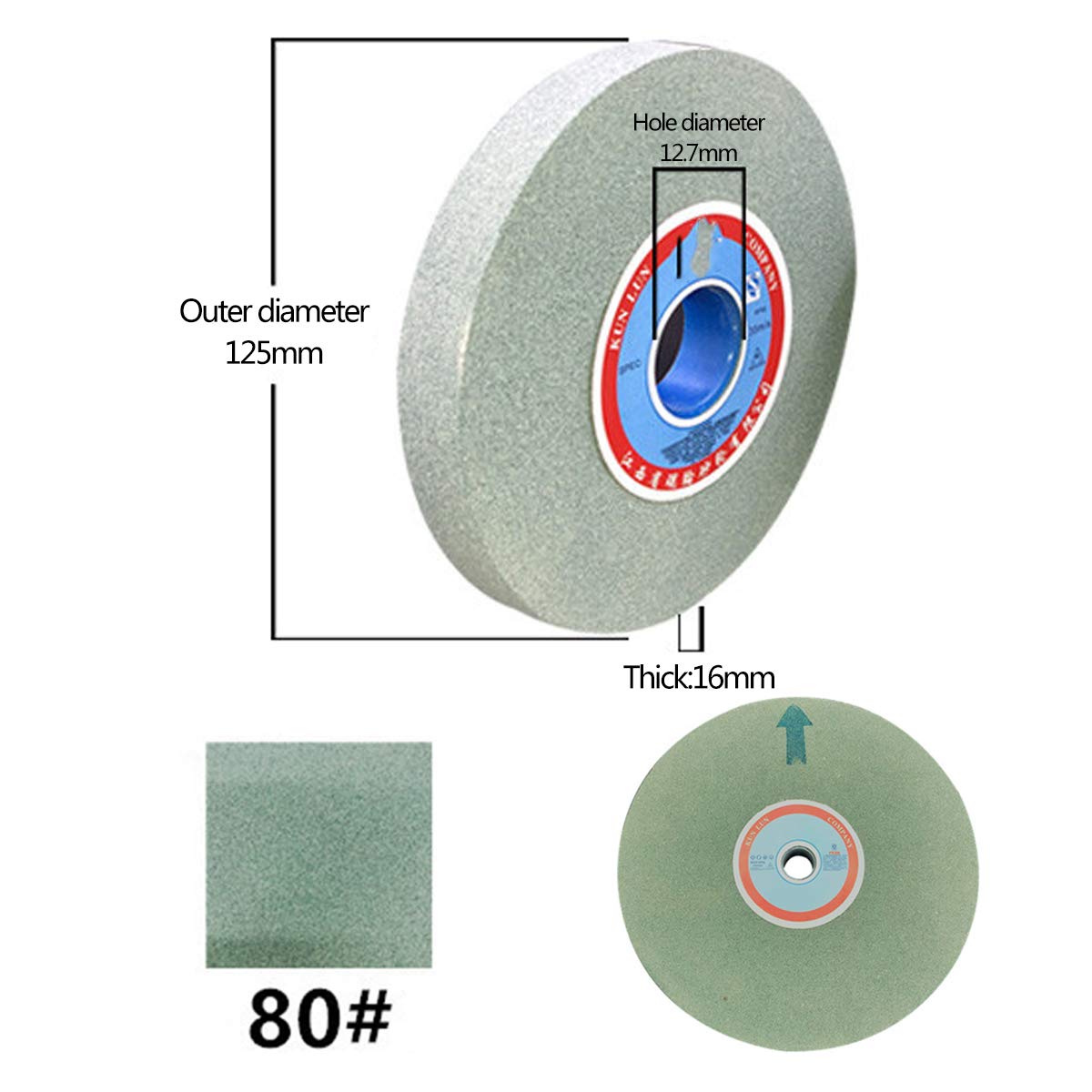 tarcza szlifierska, Materiał: Zielony węglik krzemu, średnica zewnętrzna: 125 mm(80 Grit)