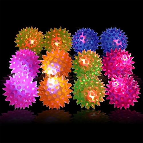 Miniatura 6 de Paquete de 12 bolas sensoriales con luz LED que brillan en la oscuridad, para aliviar el estrés, bolas puntiagudas, juguetes para recuerdos de