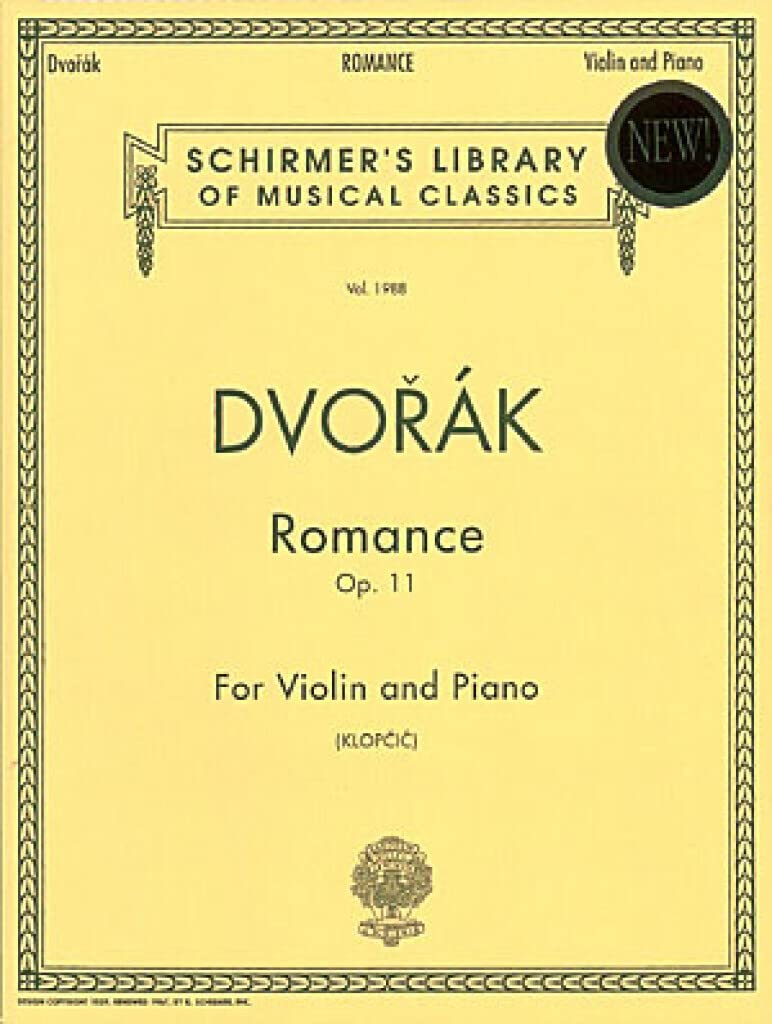 Antonin Dvorak Romance For Violin And Piano Op.11 Vln: Schirmer Library of Classics Volume 1988 Violin and Piano