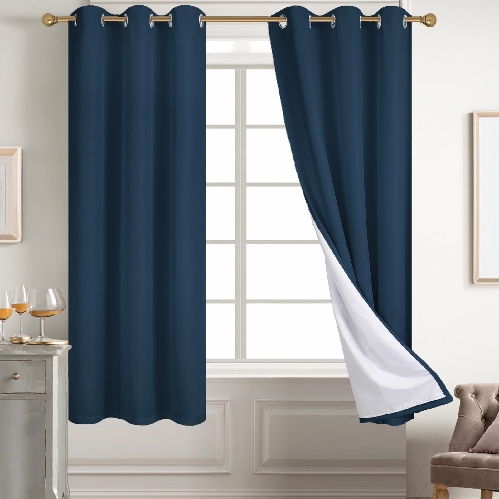 Tende Oscuranti Diraysid In Lino Beige Chiaro – 2 Pannelli 106x160 Cm – 100% Oscuranti, Con Occhielli, Isolamento Termico E Acustico