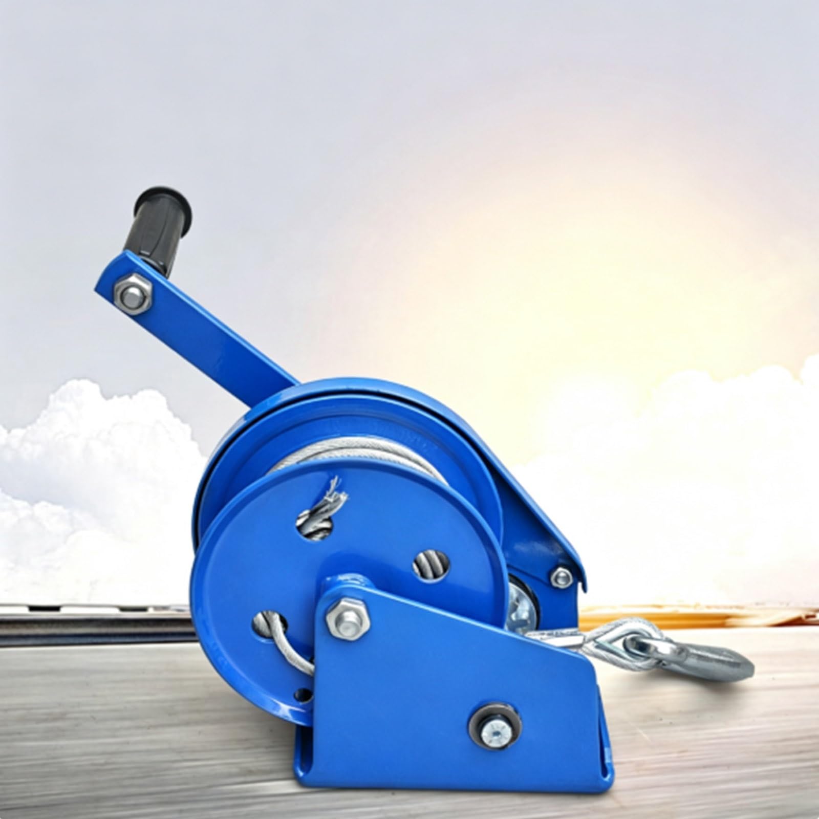 Argano Manuale Cavo Acciaio, Cricchetto per Verricello per Barca | Dispositivo Autobloccante Bidirezionale, Fune Acciaio Zincato, Adatto Rimorchi ATV e Nautici(Bare-Metal,1800LB/816KG)