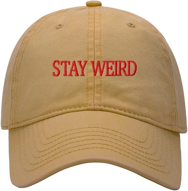 Baseball Cap Men Stay Weird Embroidered Washed Cotton Dog Hat Baseball Caps