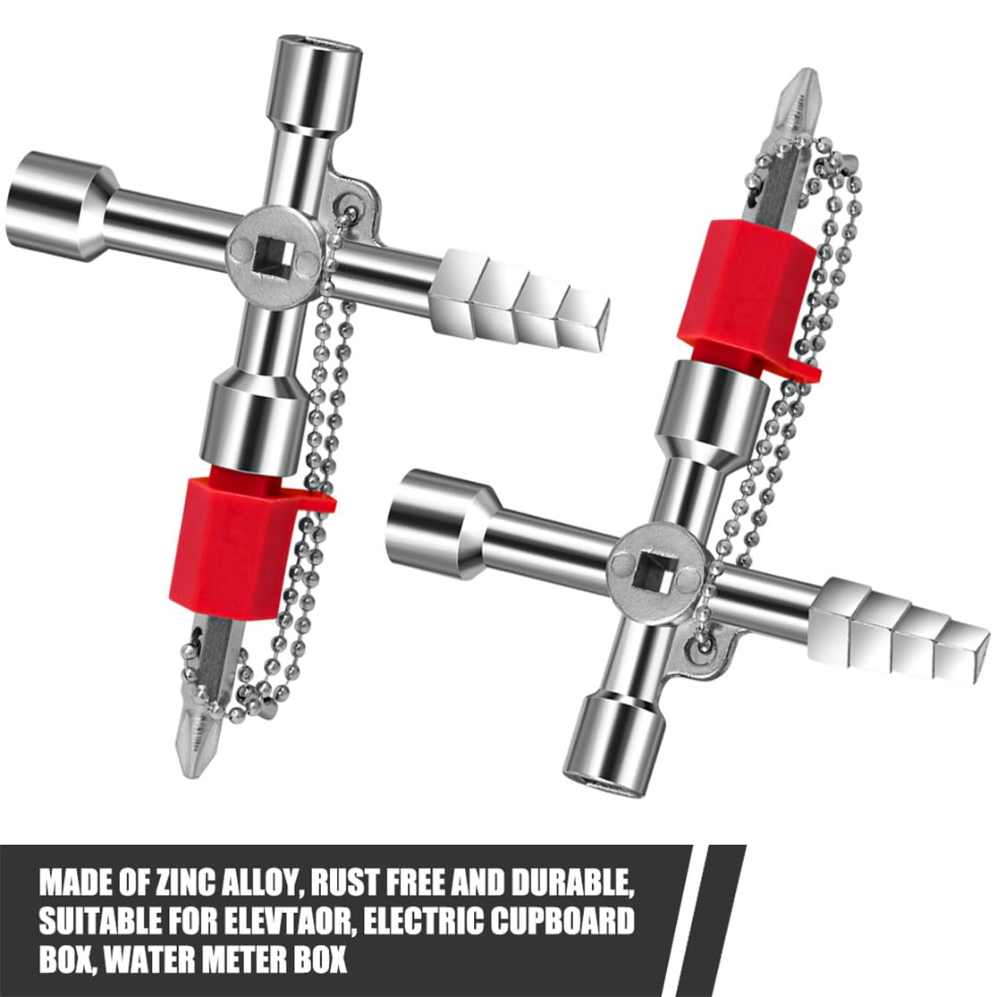 3 Chiavi Multifunzione A Croce - Per Contatori Acqua, Gas, Elettricità E Armadi, Lega Di Zinco - Foto 2