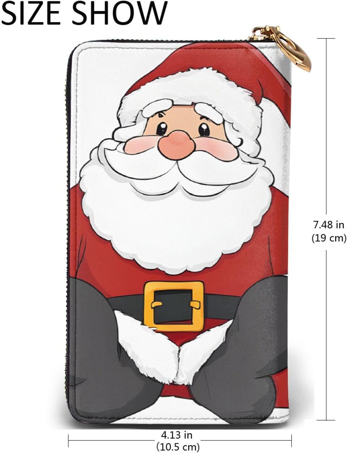 Ultra Fiber Leather Long Handheld Cute Santa Claus Wallet, Suit For Daily Use By Men And Women, Can Store Banknotes, Credit Cards, Coins.