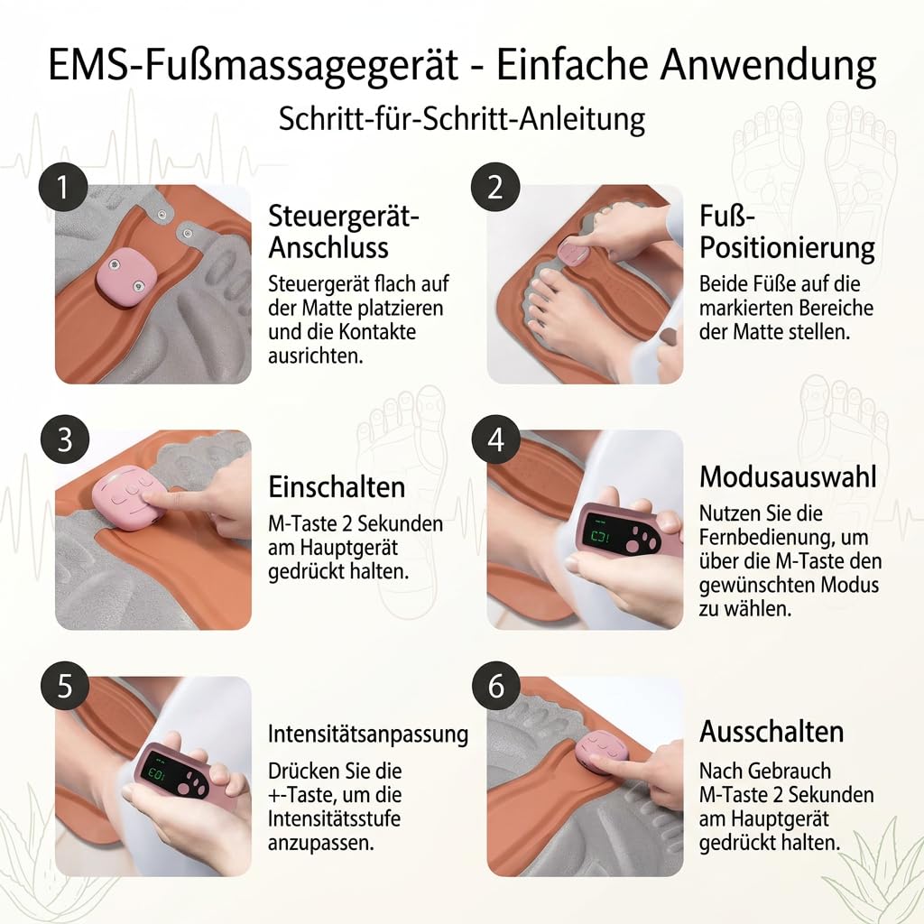 Orthoback ReNerv 3D EMS Fußmassagegerät mit Wärmefunktion, Fußmassage gegen Nervenschmerzen und Taubheit, Fussmassage Durchblutung Beine und Füße, Heating Foot Massager für Entspannung Zuhause